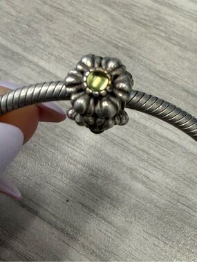 Pandora Birthday Blooms retired flower charm - August with Peridot stone